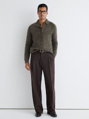 Atelier Dark Green Nathaneal Atelier 100% Brushed Cashmere Polo Jumper - Image 3 of 8
