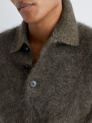 Atelier Dark Green Nathaneal Atelier 100% Brushed Cashmere Polo Jumper - Image 4 of 8