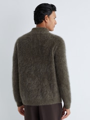 Atelier Dark Green Nathaneal Atelier 100% Brushed Cashmere Polo Jumper - Image 6 of 8