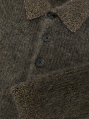Atelier Dark Green Nathaneal Atelier 100% Brushed Cashmere Polo Jumper - Image 8 of 8
