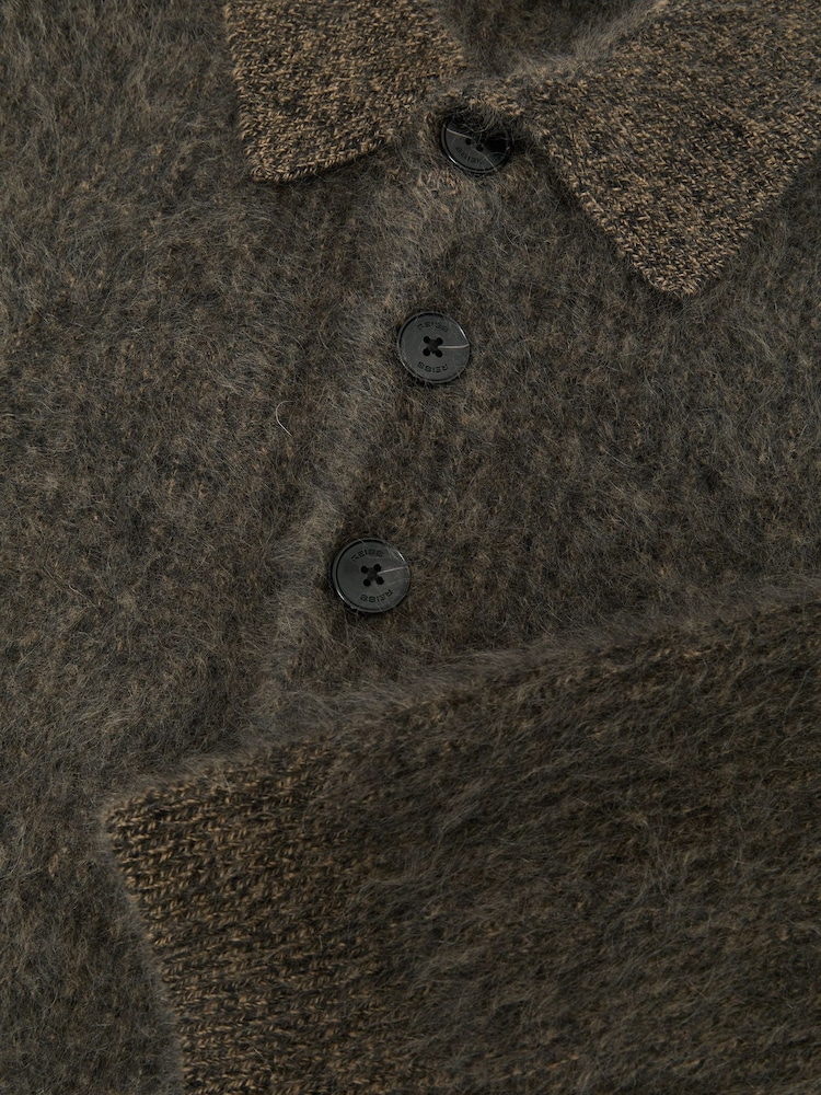 Atelier Dark Green Nathaneal Atelier 100% Brushed Cashmere Polo Jumper - Image 8 of 8
