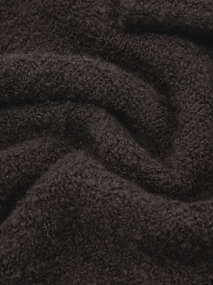Reiss Chocolate Brown Clarence Wool-Cashmere Bouclé Square-Knit Jumper - Image 7 of 7 Reiss Chocolate Brown Clarence Wool-Cashmere Bouclé Square-Knit Jumper - Image 7 of 7