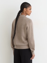 Reiss Neutral Brooke Merino Wool Knitted Polo Jumper - Image 5 of 6