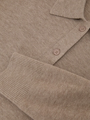 Reiss Neutral Brooke Merino Wool Knitted Polo Jumper - Image 6 of 6