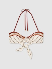 Reiss Ivory Johannah Chain-Print Bandeau Halterneck Bikini Top - Image 2 of 6