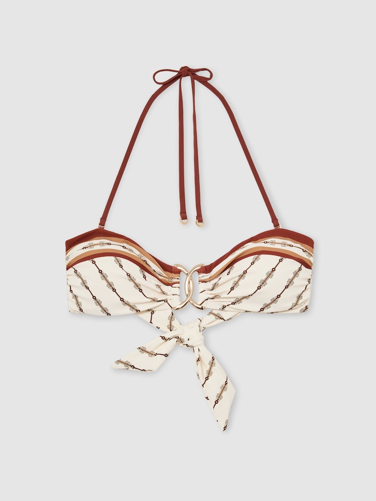 Reiss Ivory Johannah Chain-Print Bandeau Halterneck Bikini Top - Image 2 of 6