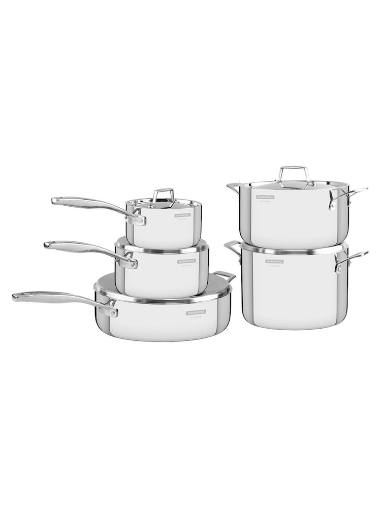 Tramontina 5 Piece Silver Grano 3-Ply Stainless Steel Cookware Set - Image 2 of 6 Tramontina 5 Piece Silver Grano 3-Ply Stainless Steel Cookware Set - Image 2 of 6