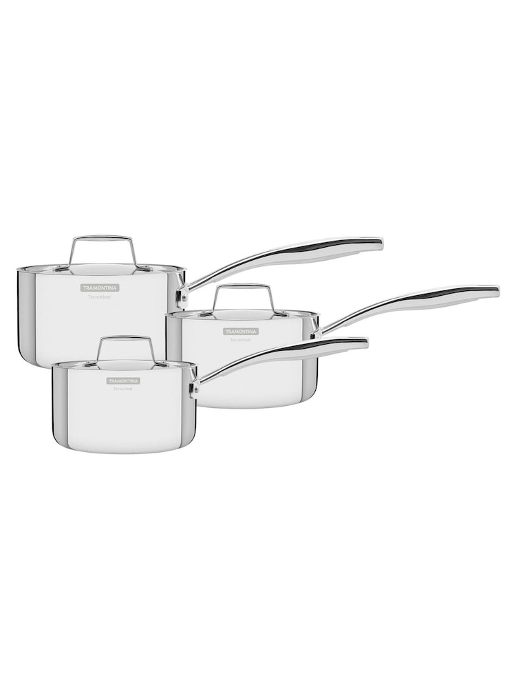 Tramontina 3 Piece Silver Grano Tri-Ply Stainless Steel Saucepan Set - Image 1 of 5 Tramontina 3 Piece Silver Grano Tri-Ply Stainless Steel Saucepan Set - Image 1 of 5