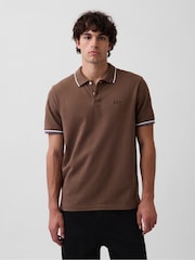 Gap Brown Logo Pique Polo Shirt - Image 1 of 4
