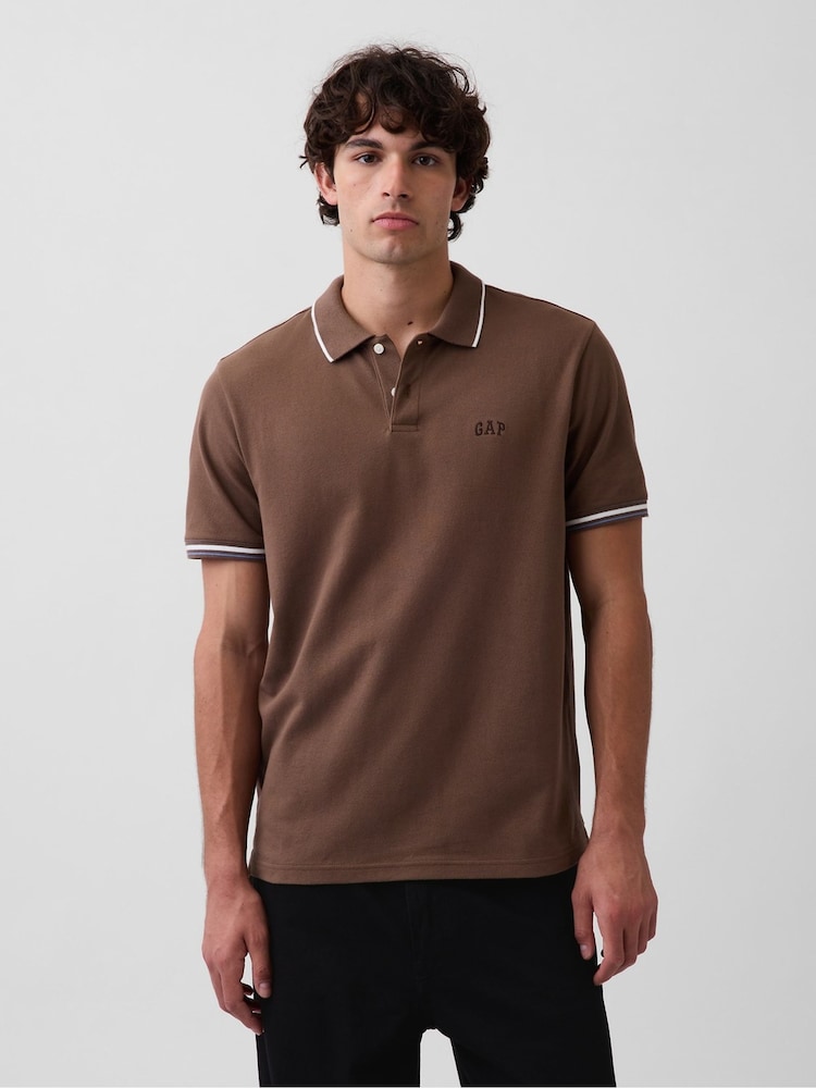 Gap Brown Logo Pique Polo Shirt - Image 1 of 4 Gap Brown Logo Pique Polo Shirt - Image 1 of 4