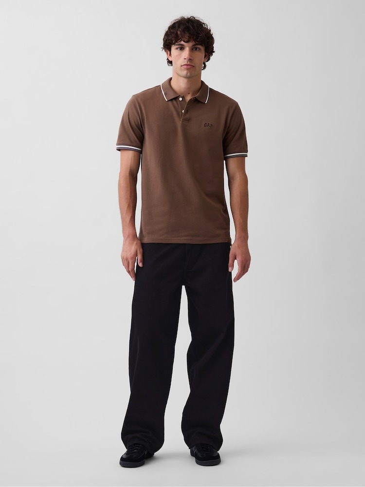 Gap Brown Logo Pique Polo Shirt - Image 2 of 4 Gap Brown Logo Pique Polo Shirt - Image 2 of 4