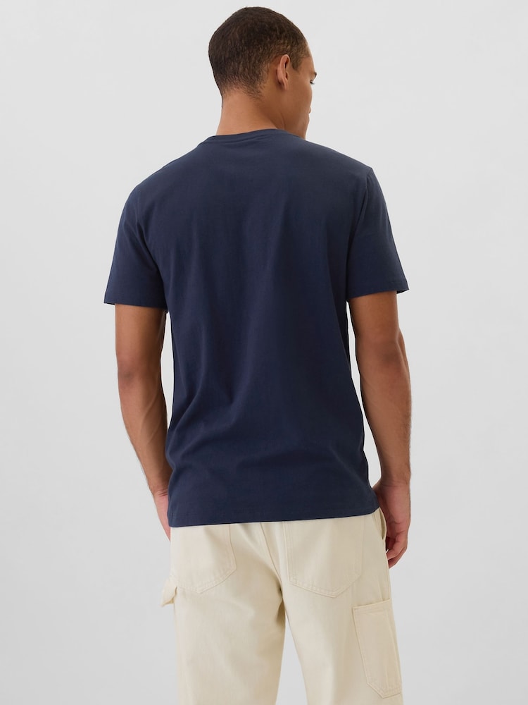 Gap Navy Everyday Soft Mini-Logo Short Sleeve T-Shirt - Image 2 of 4 Gap Navy Everyday Soft Mini-Logo Short Sleeve T-Shirt - Image 2 of 4