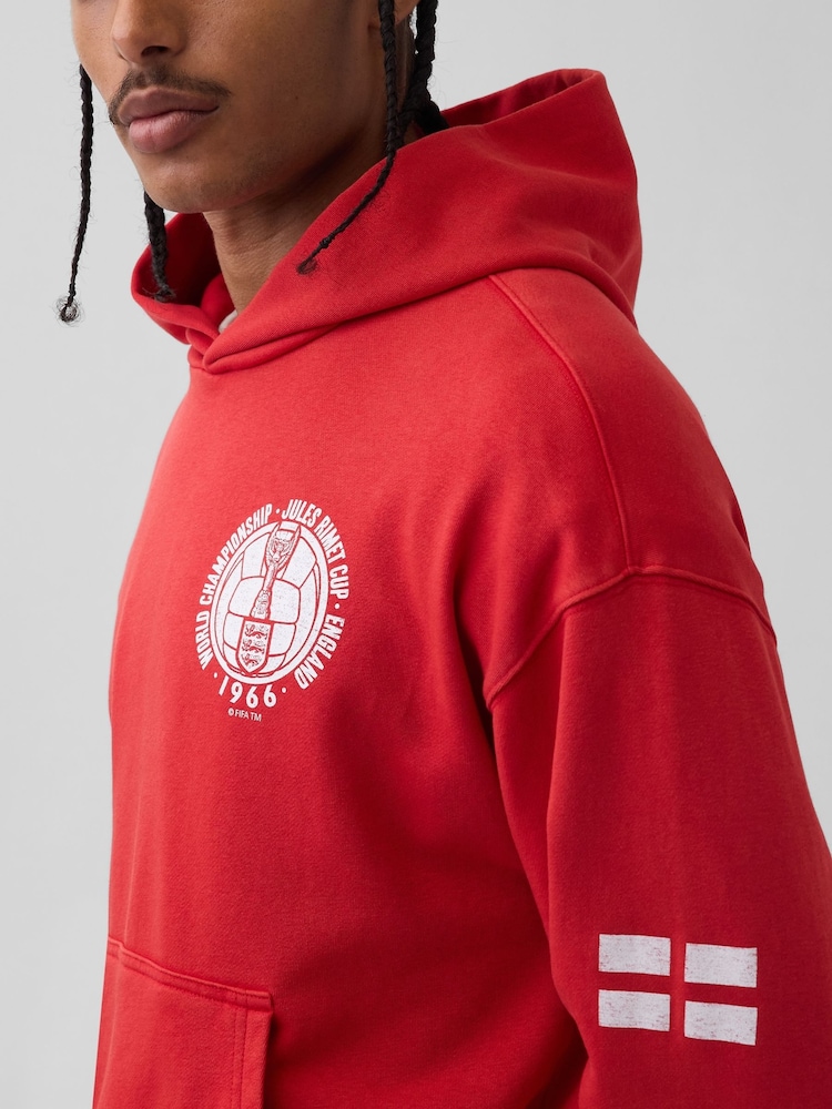 Gap Red England FIFA WORLD CUP™ Vintage Soft Oversized Hoodie - Image 4 of 4 Gap Red England FIFA WORLD CUP™ Vintage Soft Oversized Hoodie - Image 4 of 4