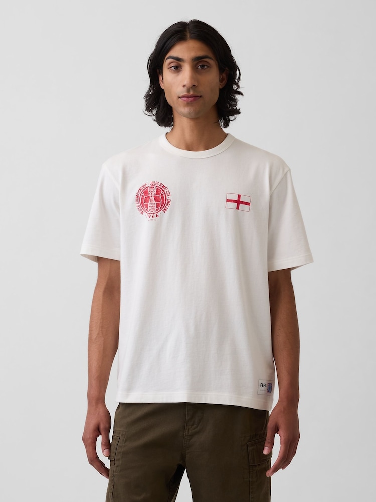 Gap White England FIFA WORLD CUP™ Relaxed Graphic Short Sleeve T-Shirt - Image 1 of 4