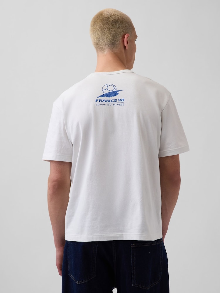 Gap White France FIFA WORLD CUP™ Relaxed Graphic Short Sleeve T-Shirt - Image 2 of 5 Gap White France FIFA WORLD CUP™ Relaxed Graphic Short Sleeve T-Shirt - Image 2 of 5