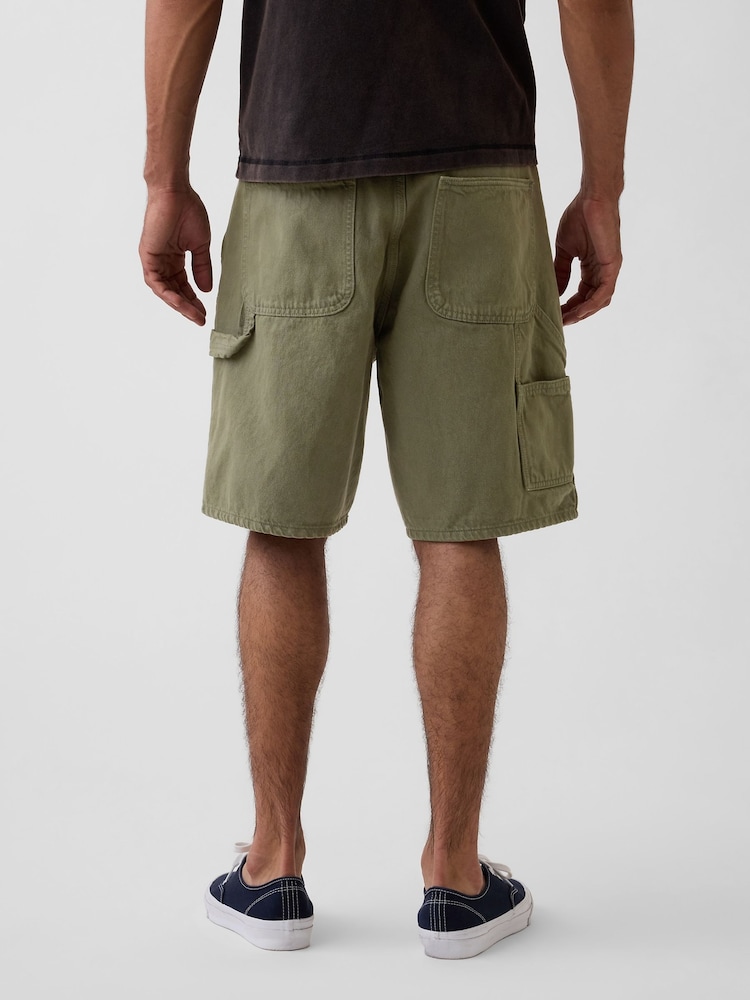 Gap Green 9 inch Loose Denim Carpenter Shorts - Image 2 of 6 Gap Green 9 inch Loose Denim Carpenter Shorts - Image 2 of 6