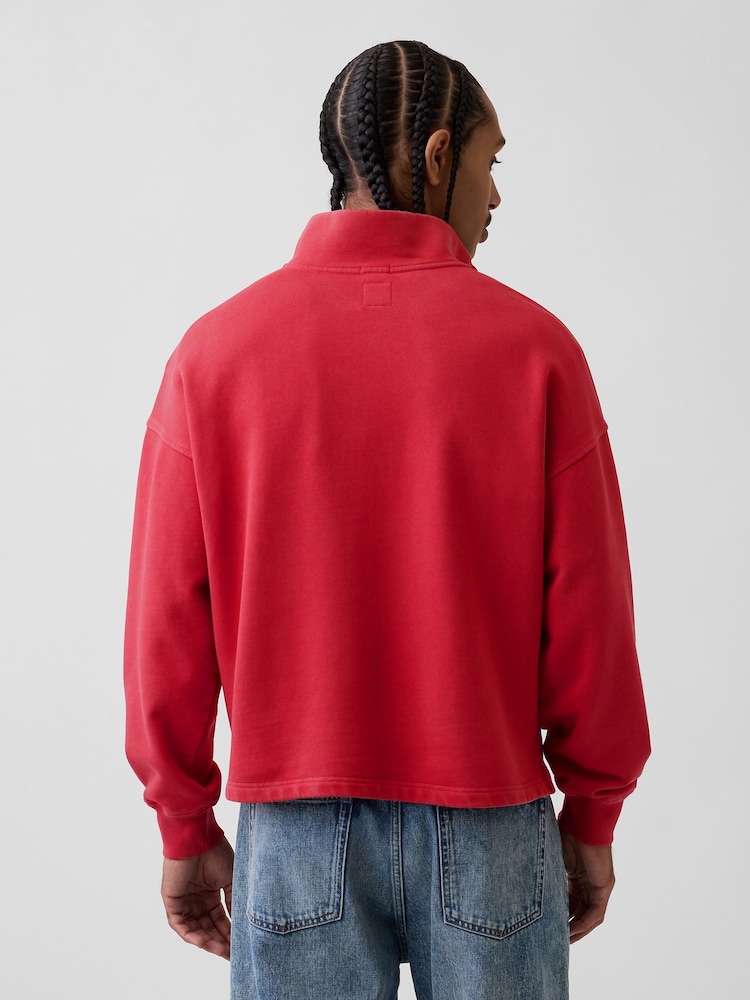 Gap Red Heavyweight Oversized Logo Quarter-Zip Sweatshirt - Image 2 of 4