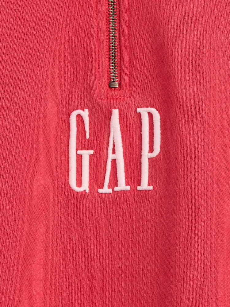 Gap Red Heavyweight Oversized Logo Quarter-Zip Sweatshirt - Image 4 of 4