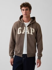 Marrón - Gap Relaxed Gap Logo Zip Hoodie - Imagen 1 de 4