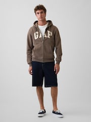 Marrón - Gap Relaxed Gap Logo Zip Hoodie - Imagen 3 de 4