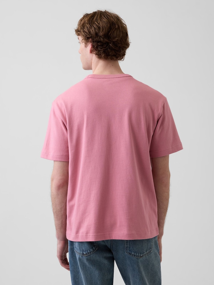 Gap Pink Heavyweight Relaxed Short Sleeve T-Shirt - Image 2 of 4 Gap Pink Heavyweight Relaxed Short Sleeve T-Shirt - Image 2 of 4