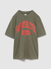 Gap Green Relaxed French Terry Graphic Short Sleeve T-Shirt - Image 1 of 2