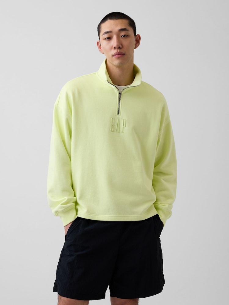Gap Yellow Heavyweight Oversized Logo Quarter-Zip Sweatshirt - Image 1 of 4 Gap Yellow Heavyweight Oversized Logo Quarter-Zip Sweatshirt - Image 1 of 4