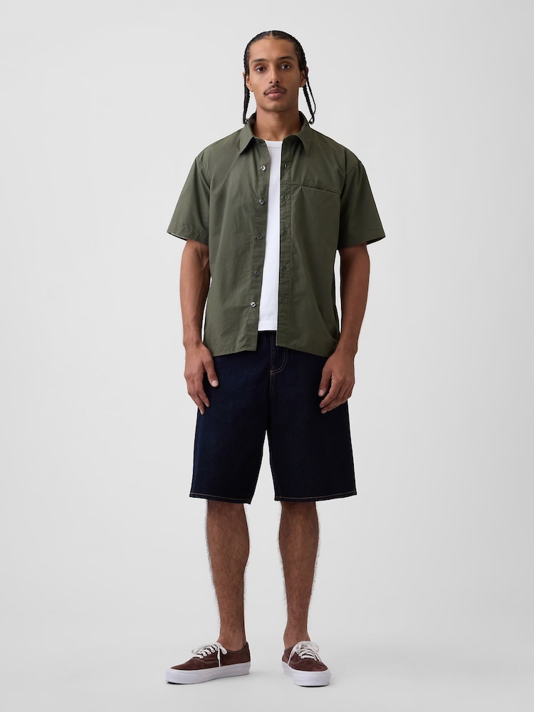 Verde - Gap Poplin Relaxed Shirt - Imagen 2 de 5