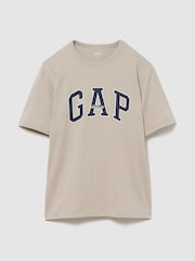 Gap Beige Arch Logo Short Sleeve T-Shirt - Image 1 of 2