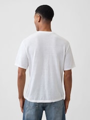 Gap White Linen-Blend Knit Short Sleeve T-Shirt - Image 2 of 4