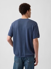 Gap Navy Linen-Blend Knit Short Sleeve T-Shirt - Image 2 of 4