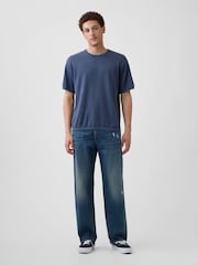 Gap Navy Linen-Blend Knit Short Sleeve T-Shirt - Image 3 of 4