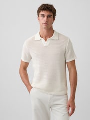 Gap Cream Mesh Polo Shirt - Image 1 of 4