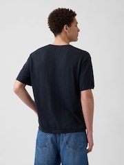Gap Black Linen-Blend Knit Short Sleeve T-Shirt - Image 2 of 4