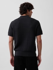 Gap Black Textured Zip Knitted Polo Shirt - Image 2 of 4