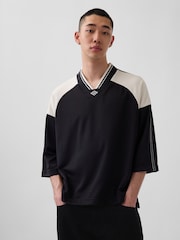 Gap x OuiGap Black Oversized Logo Jersey T-Shirt - Image 1 of 4