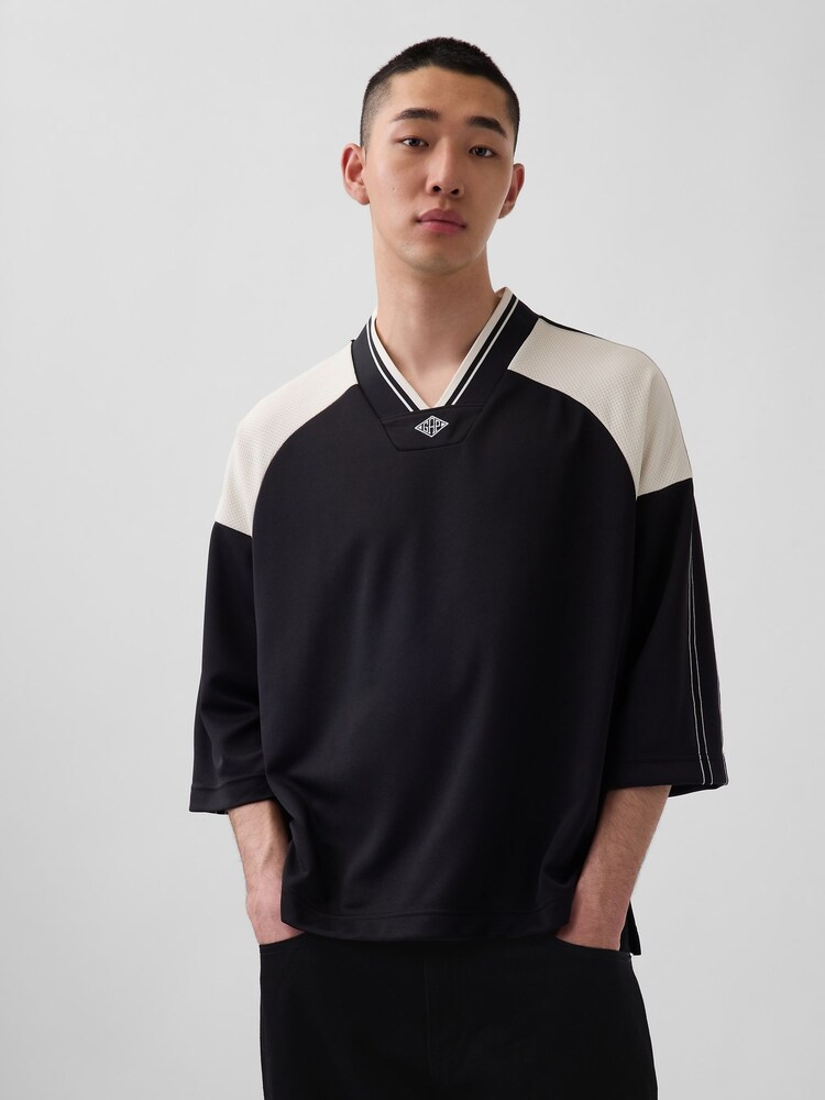 Gap x OuiGap Black Oversized Logo Jersey T-Shirt - Image 1 of 4 Gap x OuiGap Black Oversized Logo Jersey T-Shirt - Image 1 of 4