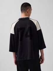 Gap x OuiGap Black Oversized Logo Jersey T-Shirt - Image 2 of 4