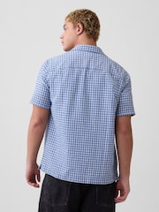 Gap Blue Check Crinkle-Cotton Holiday Shirt - Image 2 of 5