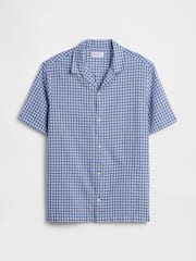 Gap Blue Check Crinkle-Cotton Holiday Shirt - Image 4 of 5