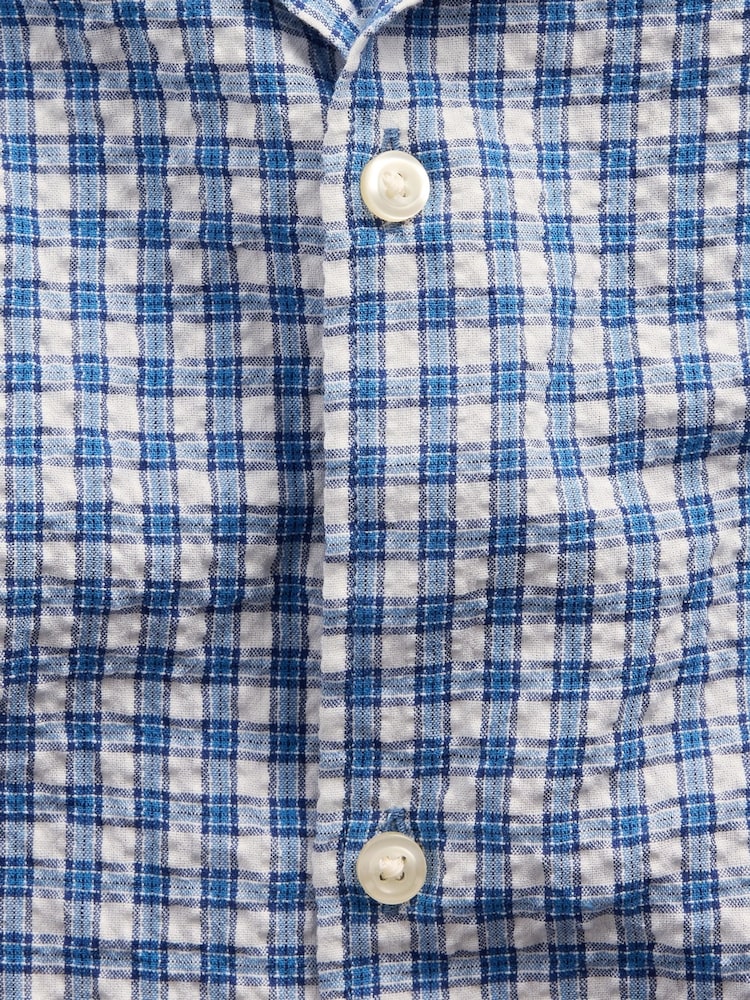Gap Blue Check Crinkle-Cotton Holiday Shirt - Image 5 of 5
