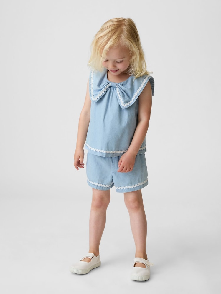 Gap Blue Denim Bow Outfit Set (6mths-5yrs) - Image 1 of 4 Gap Blue Denim Bow Outfit Set (6mths-5yrs) - Image 1 of 4