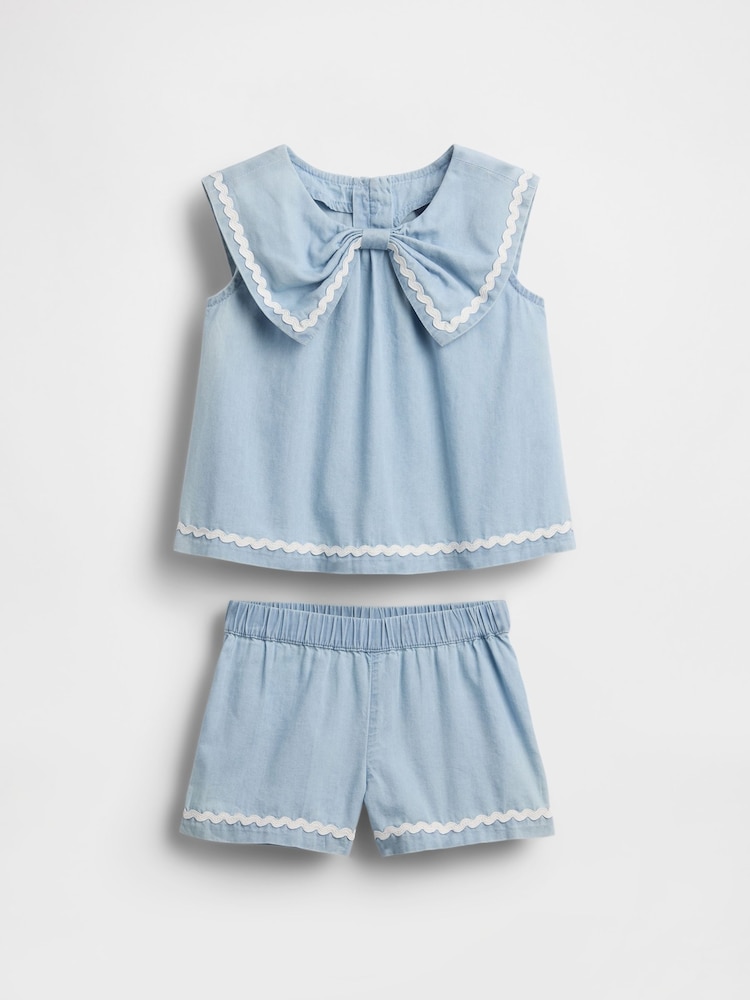 Gap Blue Denim Bow Outfit Set (6mths-5yrs) - Image 2 of 4 Gap Blue Denim Bow Outfit Set (6mths-5yrs) - Image 2 of 4