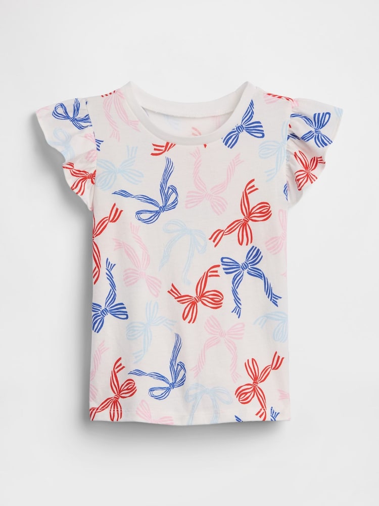 Gap Bow Print Flutter Sleeve T-Shirt (6mths-5yrs) - Image 1 of 3