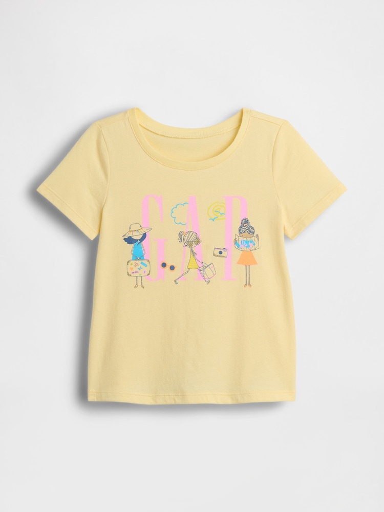 Gap Yellow Floral Print Short Sleeve T-Shirt (6mths-5yrs) - Image 1 of 3
