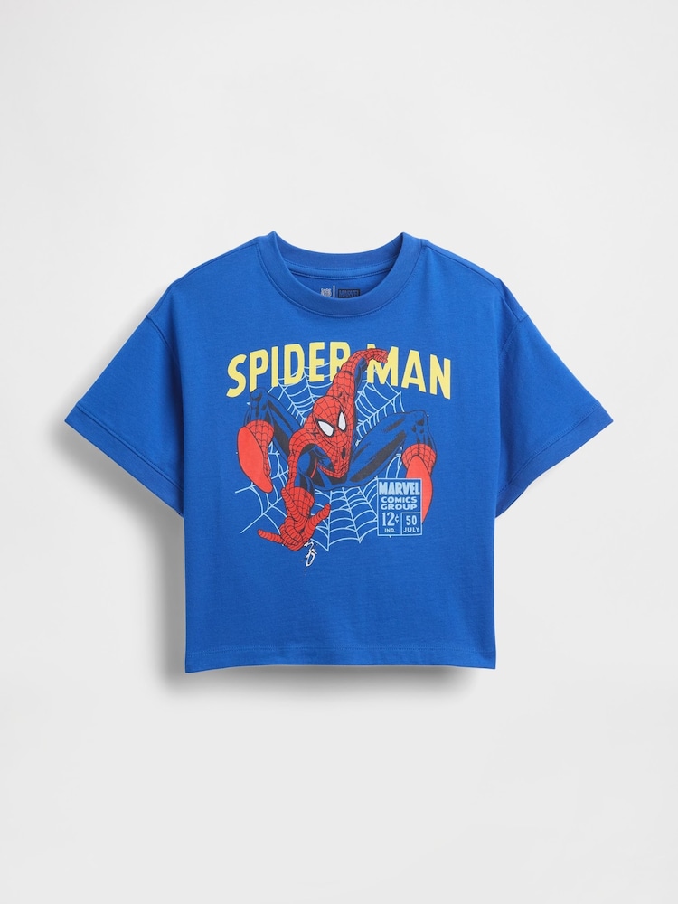 Niebieski z motywem Spider-Man - Koszulka o kroju oversize z krótkim rękawem i grafiką z motywem Marvel Gap (6 mies. – 5 lat) - Obraz 1 z 1