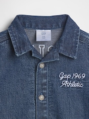 Gap Medium Wash Denim Logo Shorts One-Piece (0-24mths) - Image 3 of 4