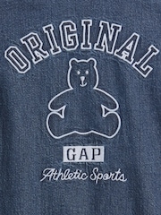 Gap Medium Wash Denim Logo Shorts One-Piece (0-24mths) - Image 4 of 4