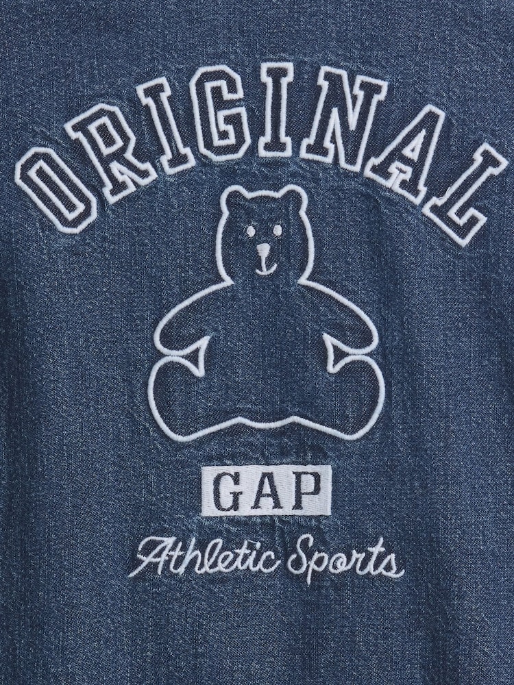 Gap Medium Wash Denim Logo Shorts One-Piece (0-24mths) - Image 4 of 4