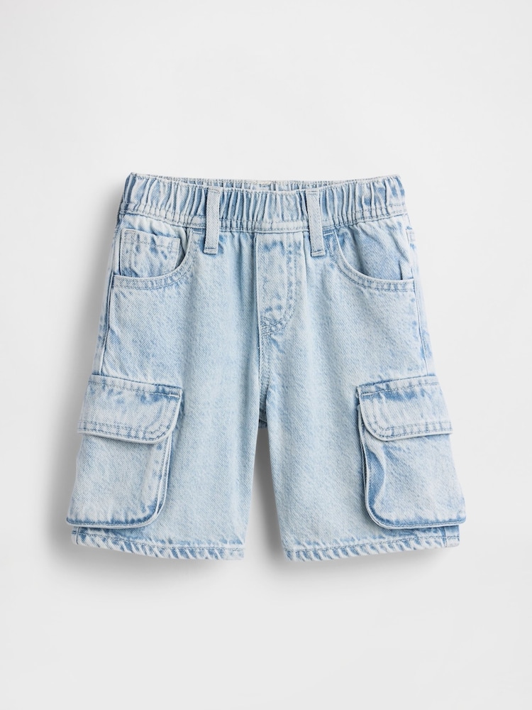 Gap Light Wash UltraSoft Denim Pull On Cargo Shorts (6mths-5yrs) - Image 2 of 3